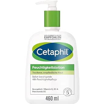 Cetaphil Feuchtigkeitslotion, 460ml, Für trockene, empfindliche Haut, Sorgt für ein geschmeidiges Hautgefühl und bis zu 48h lang anhaltende Feuchtigkeit, Klinisch getestet bei empfindlicher