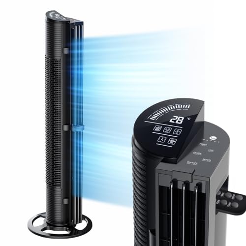U ULTTY Ventilador de torre de 100 cm, oscilante, temporizador, 3 modos, 70 W, apto para aromaterapia, color negro