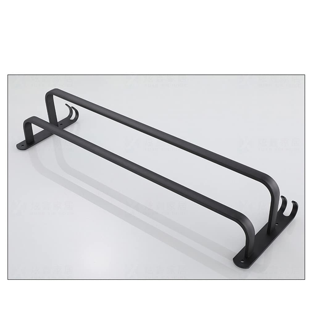 FGXHHS Towel Rack BathroomCollect Holder Wall Mounted Aluminum Multilayer Layer Wiht Hook Toilet Room Rod (Svart B30cm)