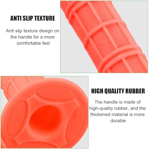Image of BELOMI Motorcycle Hand Grips, 2PCS 7 /8 inch 22mm 24mm Non-Slip Soft Rubber Handlebars, Comfortable Motorbikes Handle Replacement Protection Accessories, Universal for Dirt Bike, Off Road, ATV(Orange)