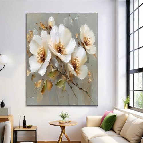Impression plantes abstraites blanc laiteux pour la decoration de chambre et salon 80x120cm