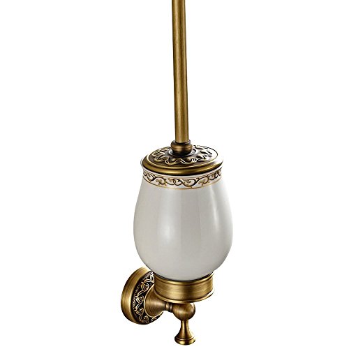 Leyden (TM antiguo tallado latón cepillado montado en la pared Escobillero baño Hardware