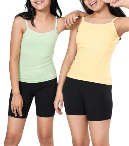 Image of Lily Chic Padded Camisole for Girls, Cotton Puberty Slip, Pack of 2
