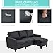 HOMCOM Ecksofa, 3 Sitzer Sofa und Kissen, Eckcouch, L-Form Couch für Wohnzimmer, Schlafzimmer 197 x 139 x 91 cm, Leinen, Dunkelgrau