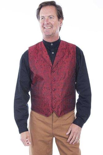 Image of Scully Western Vest Mens Quality Paisley Button M Red F0 RW093