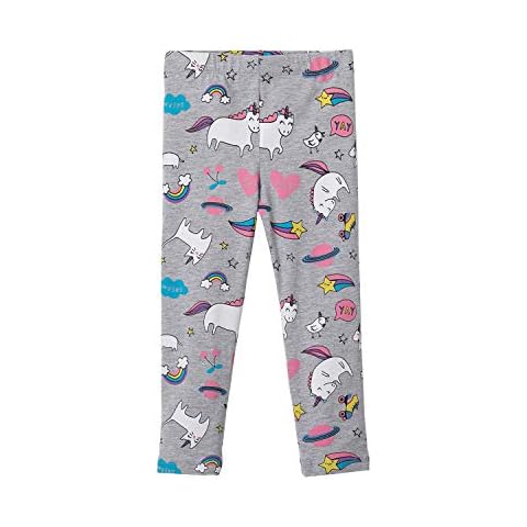 NNJXD Unicorn Girls Leggings Cotton Stretch Tights Kids Pants for 2-7 Years(5-6 Years,Grey2) Cover