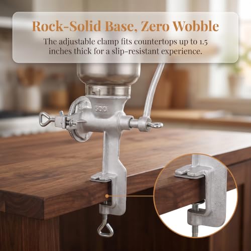 Image of NicBex Manual Grain Mill, 7.5lb Cast Iron Flour Mill Grinder (Silver）