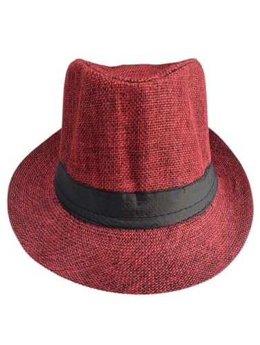 Image of BookMyCostume Red Western Cowboy & Ballroom Style Hat | Fancy Dress Accessory for Dance, Stage Shows & Theme Parties For Adults