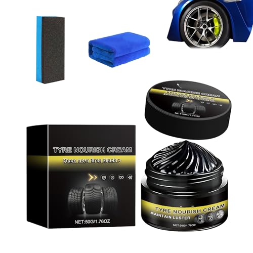 Tire Coating Paste, Tire Coating Paste Rapid Acting, 50g - Tyre Nourish Cream, UV Protection and Waterproof Coating,Designed to Enhance Vehicle Aesthetics Efficiently for Cars, RVs & More (1)
