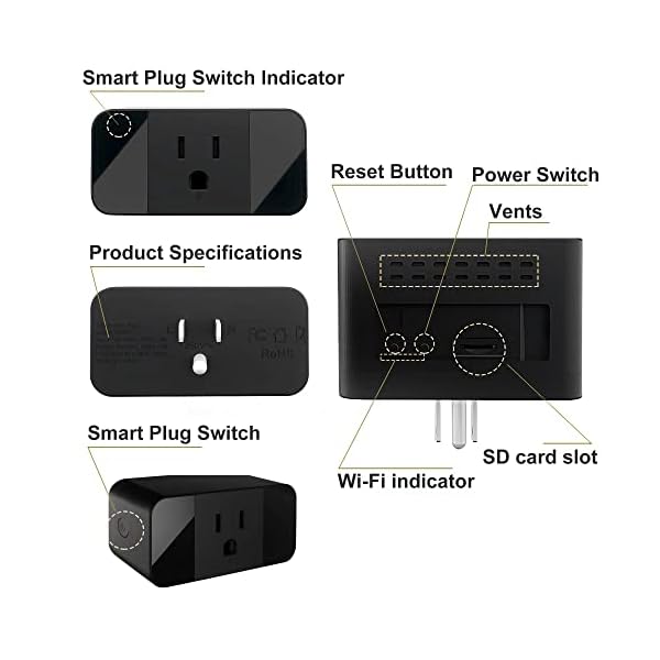 Mini Smart Plug with Wireless-Hidden-Camera, Spy Camera Socket Charger Wi-Fi Remote Control in 1080P/2K/4K Full HD Nanny Cam with Night Vision and Motion Detection Alarm, Security Recording in APP - Image 8