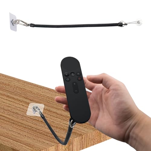 2 Sets Retractable TV Remote Control Tethers, 59 Inch Extendable Anti-Lost Organizer Spring Ropes for TV Fan and Air Conditioner Remotes Control, Easy to Install, Black