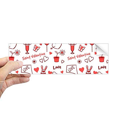 Autocollant rectangulaire pour fenêtre lapins de Saint Valentin rouge DIYthinker