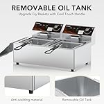 Commercial Deep Fryer with Baskets 20.7Qt Dual Tank Upgraded Electric Countertop Fryer Heavy Duty 1mm Thickened Stainless Steel Deep Fryers, 120V, 3600W, UL Certified - Image 4