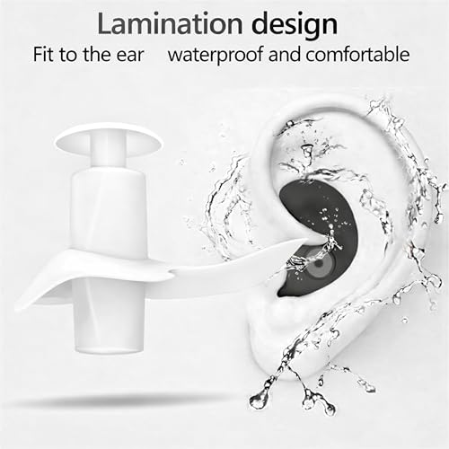 Image of James HealthPlus 1 Pair Waterproof Silicone Earplugs Soft Texture Ear Plugs for Water Sports Swimming Accessories with Storage Box (White)