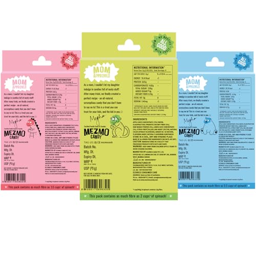 Image of MEZMO soft jelly healthy n yummy candy with natural fruit sugar 144gms 36 jellies (Pack of 3) - Very Strawberry,Perky Peppermint & Raw Mango