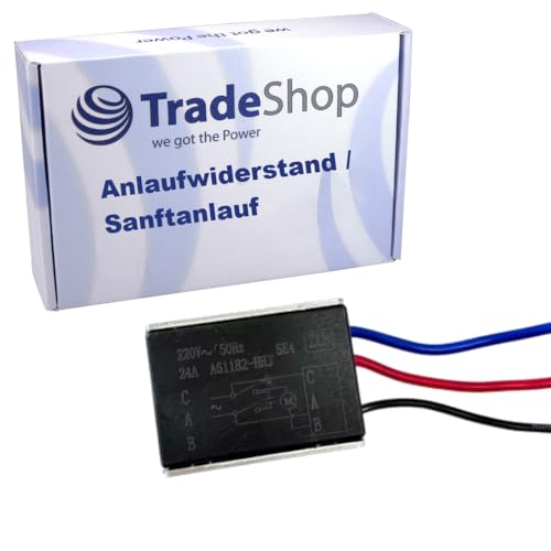 Trade-Shop Anlaufwiderstand/Sanftanlauf/Softstart 24A 220V inkl. 3 Kabel kompatibel mit Dewalt, Scheppach, Holzmann, Hitachi Maschinen