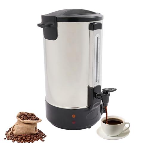 HuaShuani Electric Coffee Urn, 16.5L/4.35Gal Stainless Steel Hot Coffee Dispenser with Water Level Gauge and Temp Control, 82 Cups of 6.76 OZ Large Capacity(Black)