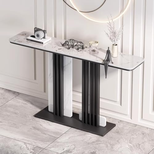 Mesa de entrada larga de marco de hierro y consola minimalista