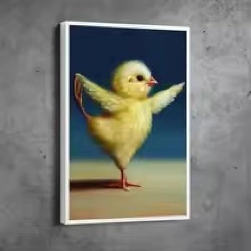 Affiches de gymnastique animaux et poulet de yoga en toile 70x100cm encadrée