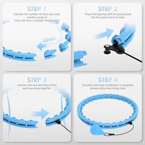 Image of Adjustable Weighted Hula Hoop for Adults - Fitness Exercise Hoop for Weight Loss, Waist Training, Core Strength, Home Workout, and Fun Exercise