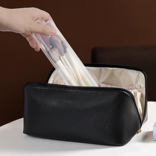 2 pcs Portable Makeup Brush Travel Case Cosmetic Brush Holder Makeup Case, Portable Travel Tableware Storage Case Flatware Box3