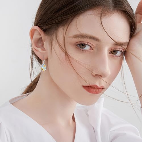 Image of LUHE Bee Earrings for Women 925 Sterling Silver Bumble Earrings with Honeycomb Honeybee Jewelry Dangle Gifts for Women