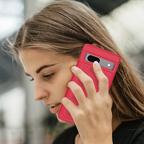 Fntcase For Google Pixel 7A Case: Dual Layer Protective Heavy Duty Cell Phone Cover Rugged Shockproof With Non Slip Textured Back - Military Protection Bumper Tough - 2023, 6.1Inch (Red) #TOP6