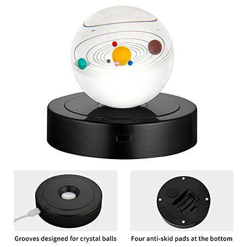 Rotating Led Display Stand - Spinning Display Base With Colored Lights - Lighted Base For Glass Art With 4 Revolving & 8 Light Modes - Electric & Battery-Operated Platform - 5.1X1.2" (Black Display Base) #TOP1