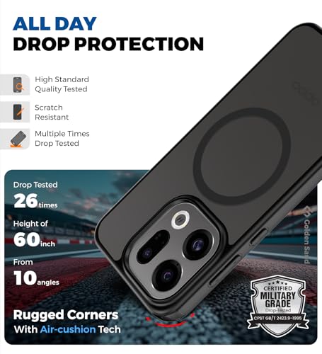 Image of Golden Sand Rugged Frosted MagSnap Back Cover Case for Oppo Find X9 5G, Oppo Find X9s 5G | Compatible with MagSafe, Strong Magnets | Semi Transparent PC Shock Proof Slim TPU Case, Space Black