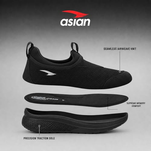 Image of ASIAN Wonderwalk-31 Men's Walking Shoes | Slip-On Daily Walk Trainer with Breathable Knit Mesh, Memory Foam Comfort & Lightweight Design