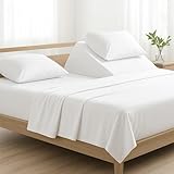 NON Sticky cotton 4 Piece Top Split King Sheet Set for Sleep Number Adjustable Bed, 100% Egyptian Cotton Bed Sheets, 34' Flex Head, Fits 18' Deep Mattress, 78' x 80', White Solid