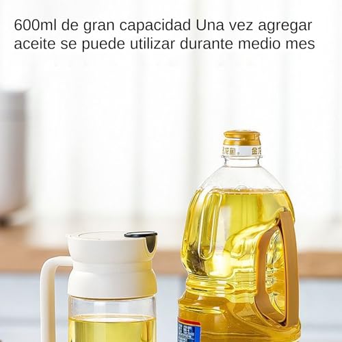 Aceitera de vidrio para cocina profesional y hogar con tapa automática de alta precisión 5