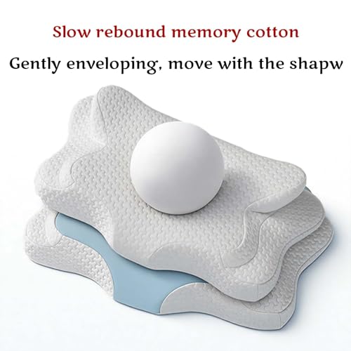 Image of Memory Foam Kids Pillow, Kids Pillows for Sleeping, Ergonomic Contour Pillow and Pillowcase 20x12in (White)