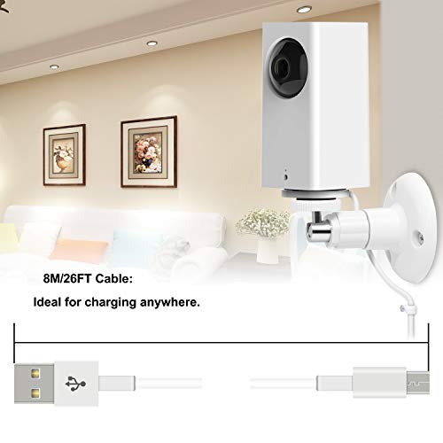 2 Pack 26Ft Power Extension Cable For Wyze Cam V3,For Wyze Cam Pan V2,For Wyze Cam Pan,For Wyzecam,For Kasa Cam,For Yi Dome Home,For Furbo Dog,For Nest Cam,Charging Data Sync Cord For Security Camera #TOP5