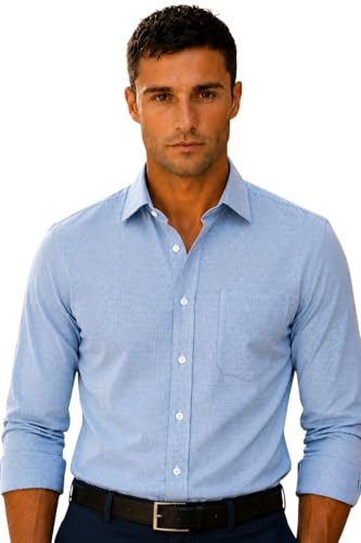 Image of Louis Philippe Men's Slim Fit Easy to Iron Everyday wear Premium Cotton Full Sleeve Checks Formal Shirt