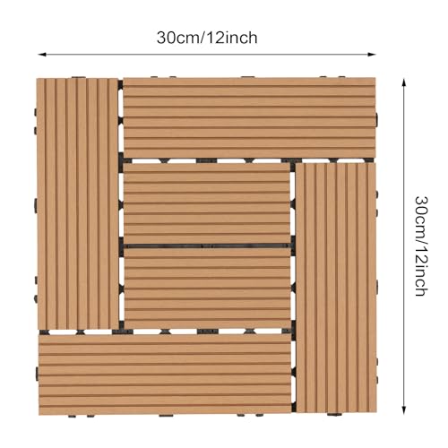 22 stuks houten tegels, 30 x 30 cm, terrasplanken, tuintegels, vloertegels met drainage, kliksysteem voor tuin, balkon, gazon, achtertuin enz - Image 3