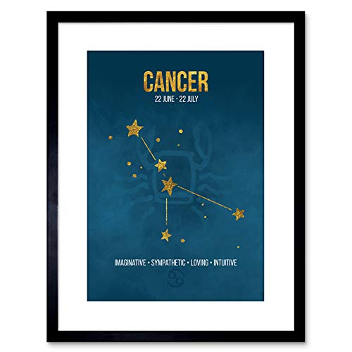 Zodiac Star Sign Birthday Astrology Blue Cancer Framed Art Print F97X13492
