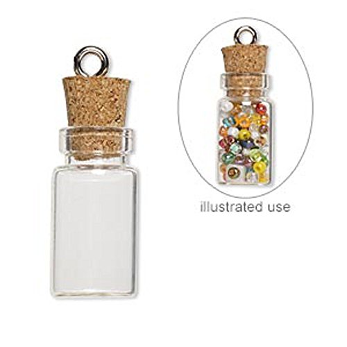 Lefv 50 Mini Glass Bottles 1-Inch Message Treasure Charm Pendant Kit Makes Bottle Pendants 1Ml Clear Vials With Corks & 50Pcs Eye Screws - Miniature Empty Sample Jars #TOP4