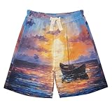 J JOYSAY Painting Boats Toddler Baby Boy Shorts Pull-on Jogger Shorts with Drawstring Elastic Waist Baby Shorts Bottoms for 4T Kids Girls