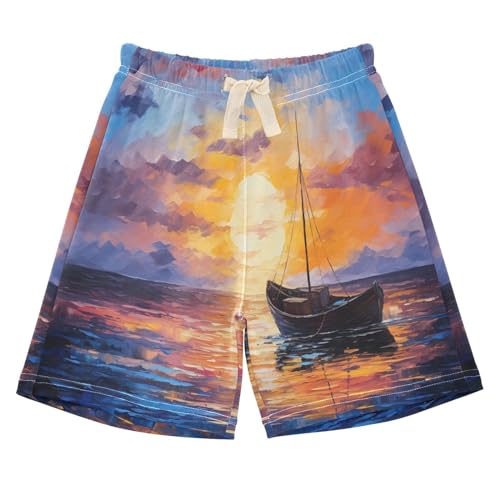 J JOYSAY Painting Boats Toddler Baby Boy Shorts Pull-on Jogger Shorts with Drawstring Elastic Waist Baby Shorts Bottoms for 4T Kids Girls