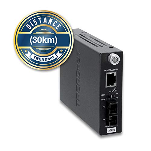 Image of TRENDnet Intelligent 10 /100Base-TX to 100Base-FX Single Mode SC Fiber Media Converter (30Km /18.6 Miles),Full-Duplex Mode, RJ-45 Port, Fiber to Ethernet Converter, Lifetime Protection, TFC-110S30i