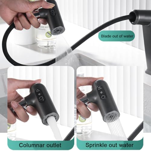 Robinet de lavabo avec douchette extractible noir pour salle de bain
