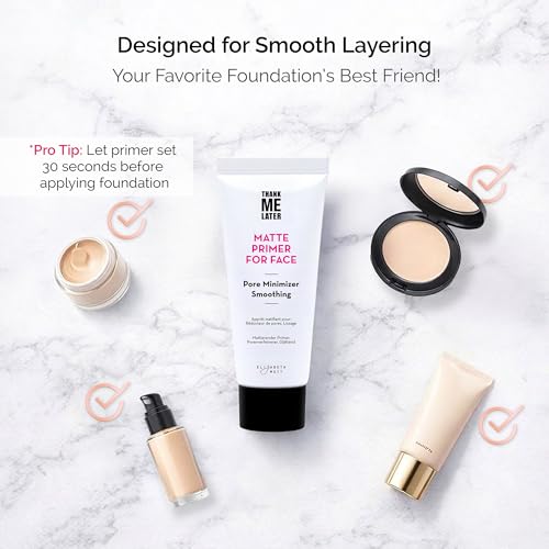 Elizabeth Mott Thank Me Later Face Primer - Mattifying Makeup Base Primer for Smooth Skin - Pore Minimizer, Helps Smooth Fine Lines - Long-Lasting, Lightweight, Leaping Bunny Certified, 30g
