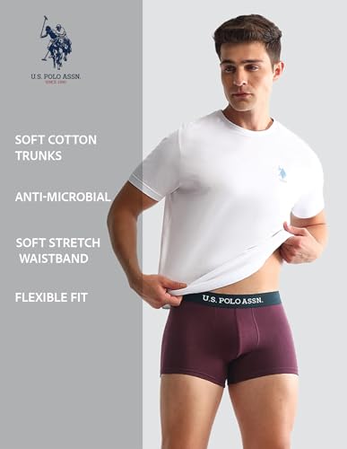 Image of U.S. Polo ASSN. Mens OET13 Anti Microbial Solid Underwear Trunks - Pack of 3