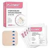 Polynew Thin Hydrocolloid Dressing 12 Pack Without Border 4" x 4" Hydrocolloid Patches, Adhesive Hyd