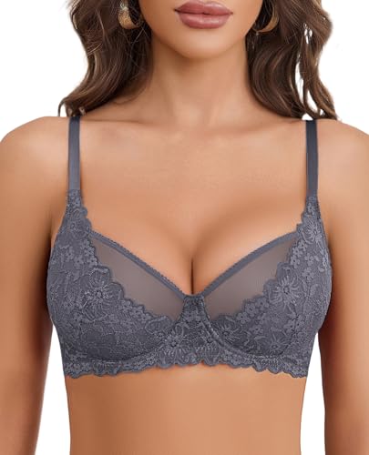 Image of Avidlove Women Lace Bra Underwire Sexy Bralettes Unlined Mesh Full Coverage Lingerie Everyday Bras