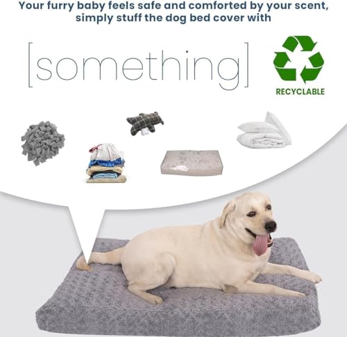 Image of Faux Fur Dog Bed Covers - Ultra Soft Rose Velvet, Removable & Washable, Cozy & Durable,Large Pet Bed Cover Only (No Filling) - Gray, (Rose Velvet Gray, 36 inch L x 24 inch W x 4 inch Th)