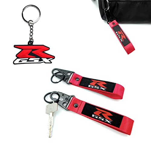 XIDAODIT Motorcycle Key Ring 3D Embroidery Keychain for Suzuki GSXR 600 750 1000 GSX1300R GSF 650 K1 K2 K3 K4 K5 K6 K7 (Red)