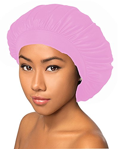 Beauty Town Luxury Wide Band Satin Bonnet Cap (Pink)