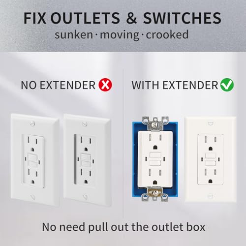 Single Gang Receptacle Outlet Box Extenders 1/2",Electric Outlet Extender Box with 8 Screws,Receptacle Extender for Electric Box and Electric Outlet Switches, Blue (Pack of 4)